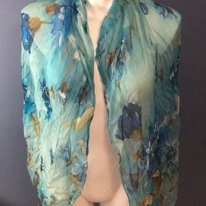 Beautiful blue silky sheer scarf